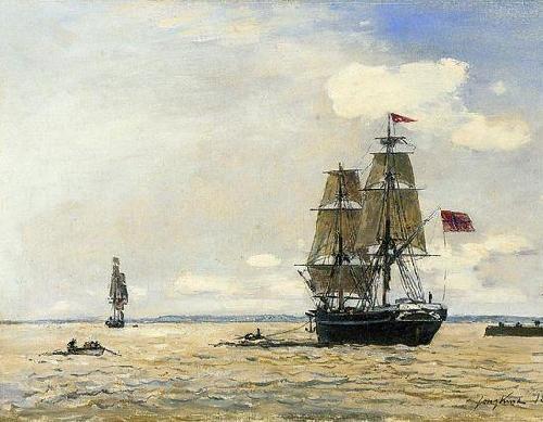 Johann Barthold Jongkind Norwegian Naval Ship Leaving the Port of Honfleur oil painting picture